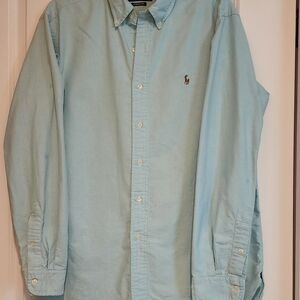 Ralph Lauren Men's Sky Blue Casual Polo Shirt Button Detail Soft Cotton